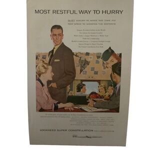 Vintave 1955 Lockheed Super Constellation Restful Ad Advertisement